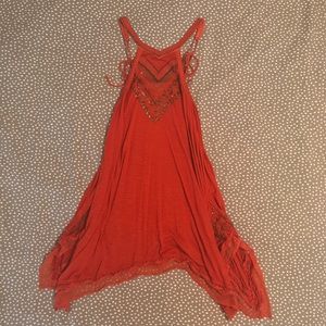 Free People Rust Tunic Boho Beaded Size Small